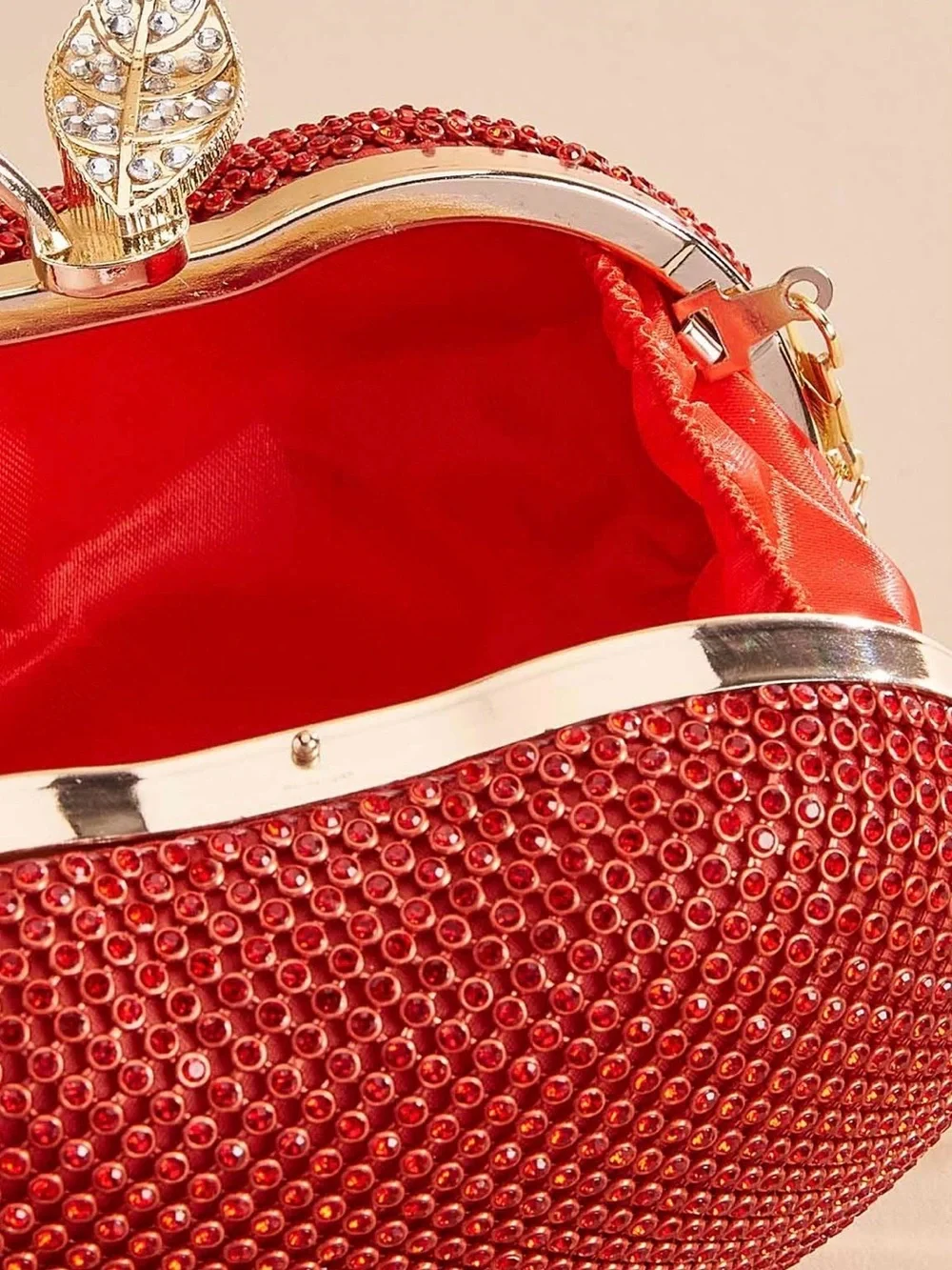 New rhinestone embellished apple clutch